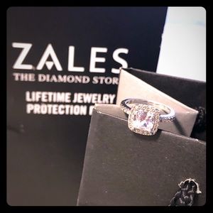 Sterling silver White Sapphire halo ring